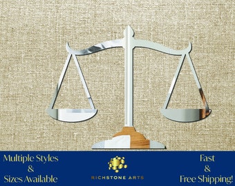 Decoration Scales of Justice Shaped Acrylic Mirror | Many Shapes Available