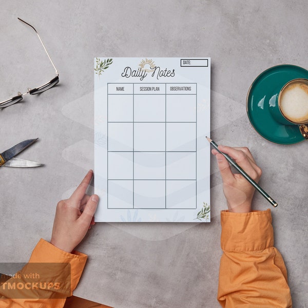 Daily Session Planner for Therapists