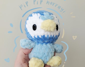Peluche de pingüino azul Piplup // Juguete de peluche de ganchillo hecho a mano
