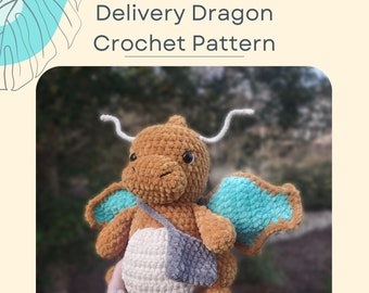 Delivery Dragon PDF Crochet Pattern (comes with 23 pages of instructions for dragonandbag) // Cute Advanced Beginner Anime Amigurumi Pattern