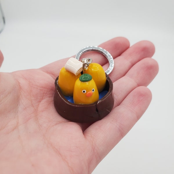 Bath Ducks in a Tub / Handmade Artisan Clay Polymer Clay Keychain Anime Charm