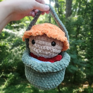 Fishy Girl in a Bucket // Handmade Crochet Removable Toy Plushie Smolivco
