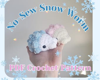 No-Sew Snow Worm - a Beginner Cutie (with 30 Step by Step Pictures Included!) PDF Crochet Pattern // Cute Beginner Anime Amigurumi Pattern