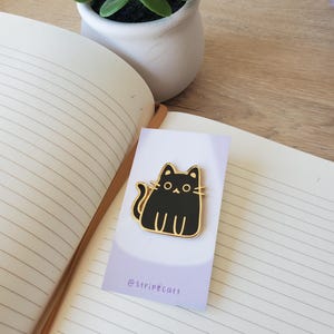Void Black Cat Gold Hard Enamel Pin - 1.5 inch with Double Clutch Back Collectible Kitty Kawaii Pet