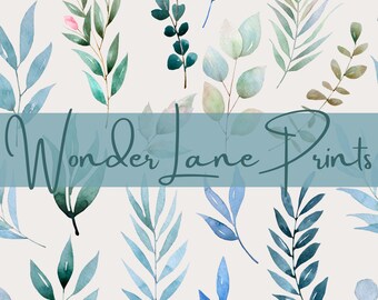 Watercolor Leaves Seamless Pattern, Floral Seamless Pattern, Repeat Pattern for Commercial Use, Leaves Design, Leaves Pattern Printable