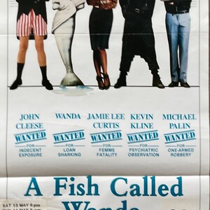 A Fish called Wanda, Aust daybill 1988 John Cleese, Curtis, Kline & Palin in police line up