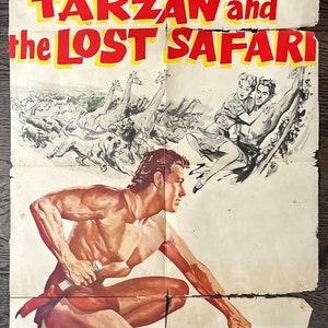 Tarzan e o Safari perdido, primeira arte legal de 1957 de Gordon Scott, primeira vez em cores