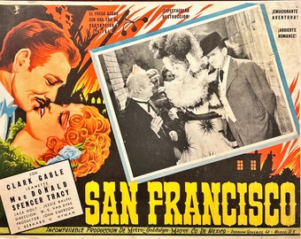 San Francisco (1936) Original Vintage Mexican Lobby Card, Clark Gable