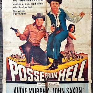 Posse from Hell 1sh '61 Audie Murphy & John Saxon must stop gun-mad Devil spawn