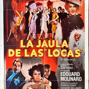 Cartel original de la película en español La Cage aux folles, 1º '79 Ugo Tognazzi, gran y extravagante arte de travestismo de Lou Myers