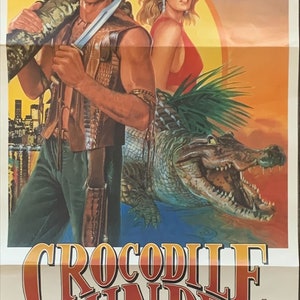 Crocodile Dundee, Aust daybill 1986 different art of Paul Hogan & Linda Kozlowski by Clinton