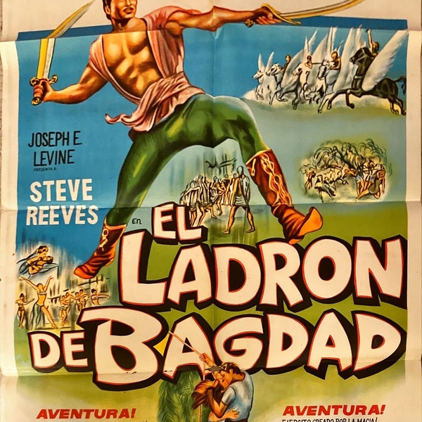 2007 THIEF OF BAGHDAD Argentinean movie poster '61 Steve Reeves