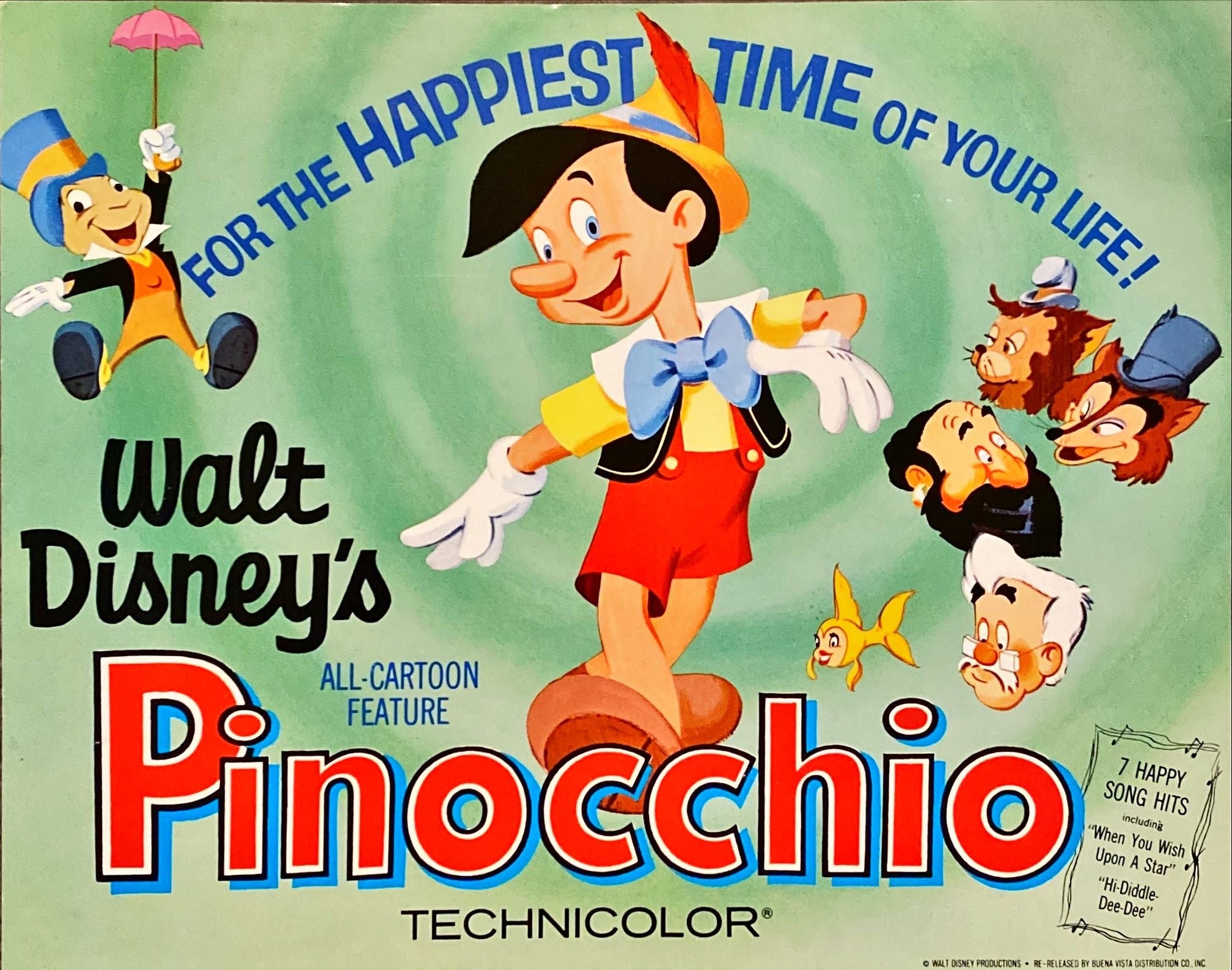 Pinocchio 1940 R62 Set of 5 Original Lobby Cards Disney Classic