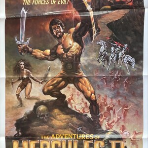 Hercules 2 (1985) Lou Ferrigno, Milly Carlucci, fantasy sword-and-sandal art by Huston