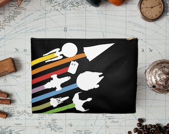 Sci-fi Space Ship Accessory Pouch – Space Craft Spaceship Starship Geeky Dice Bag, Cosmetic Bag