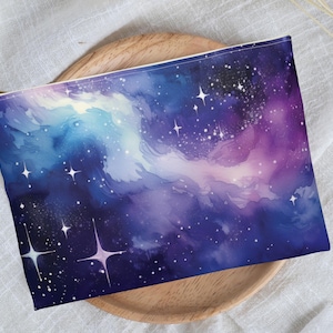 Universe Galaxy Nebula Stars Accessory Pouch - Galactic Cosmos Starry Night Sky Travel Cosmetic Organizer Make Up Purse - Cosmic Outer Space