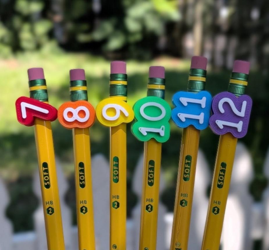 Numbered Pencil Toppers | Classroom Organization, Teacher Supplies, Reusable Labels | Includes Storage Bag
