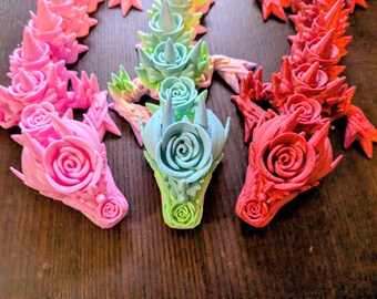 Rose Dragon - Fantasy Fidget Toy - Multiple Sizes Available - Cinderwing3D Design