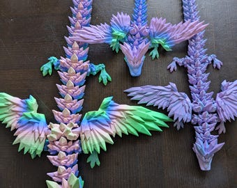 Crystal Wing Dragon - 3D Printed Articulated Fantasy Dragon - Cinderwing3D Design