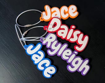 Custom 3D Printed Name Tags - Personalized Keychains, Backpack Labels, Bottle Identifiers & Diaper Bag Charms