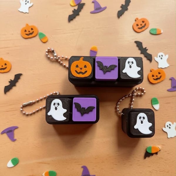 Halloween Clicker Keychain | Halloween Fidget Toy | Bat Ghost Pumpkin Fidget | Classroom Party Favor | Halloween Prize