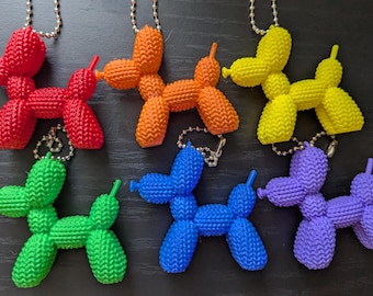 Knitted Style Balloon Dog Keychain | 3D Printed Backpack Charm | Party Favors | Prize Box Toys