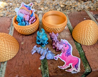 Golden Unicorn Hatchling Surprise Egg – Articulated Fidget Toys & Stickers - Easter Basket Ready!