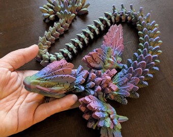 24" Flying Winged Serpent - 3D Printed Articulated Fantasy Dragon - Cinderwing3D Design