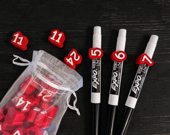 Numbered Marker Toppers – Classroom Organization, Teacher Supplies (Includes Storage Bag)