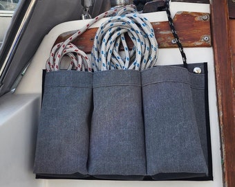 Fallväska, Förvaring av segelvinschlina, Skotsväska, Segelväska, Trädgårdsväska, Nautisk repväska, Organiserare för små utrymmen