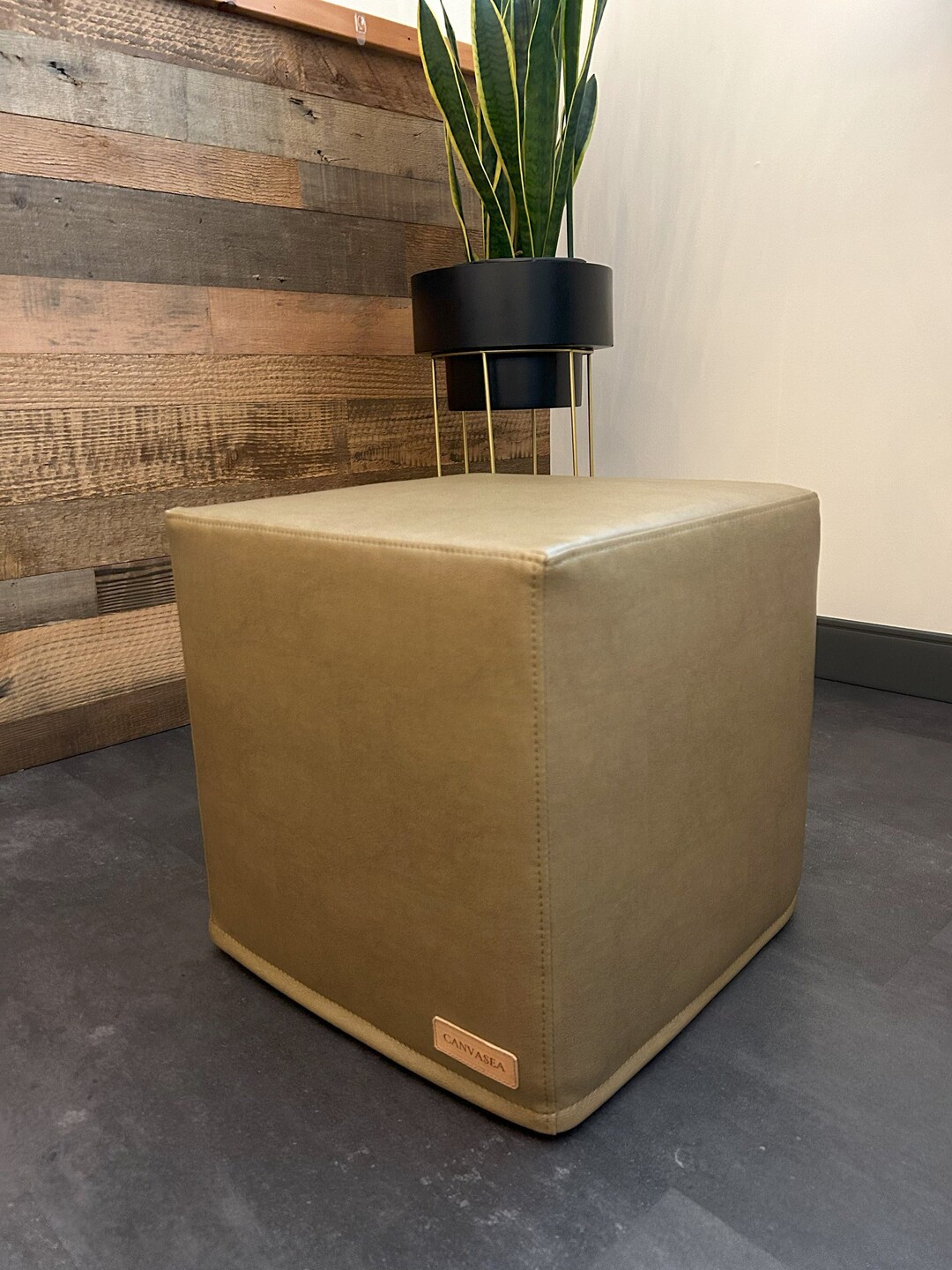 Coastal Driftwood Ottoman WITH INSERT, Faux Leather, Coffee Table ...