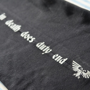 Iron on War Hammer clothing design / light gray reflective heat transfer vinyl saying / emperor ork chaos
