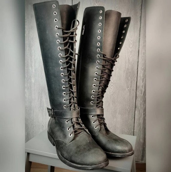 Mens Cosplay Festival Knee High Boots Amazon.com: Medieval Long Boots Ren Faire Costume Leather  main image 2