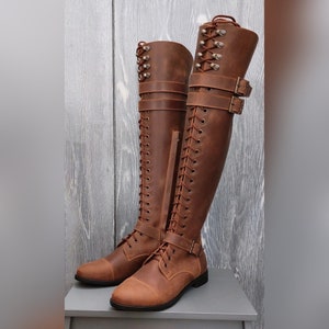 Made-to-Order Leather Over-the-Knee Boots: Larp Cosplay Footwear