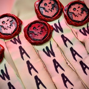 Purity Seal; ork wagh seal pin brooch red reflective mirror sign