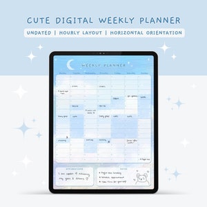 Cute Digital Weekly Planner, Kawaii Digital Planner, Kawaii Planner, Digital Planner, Digital Planner Cute, Goodnotes Planner Cute