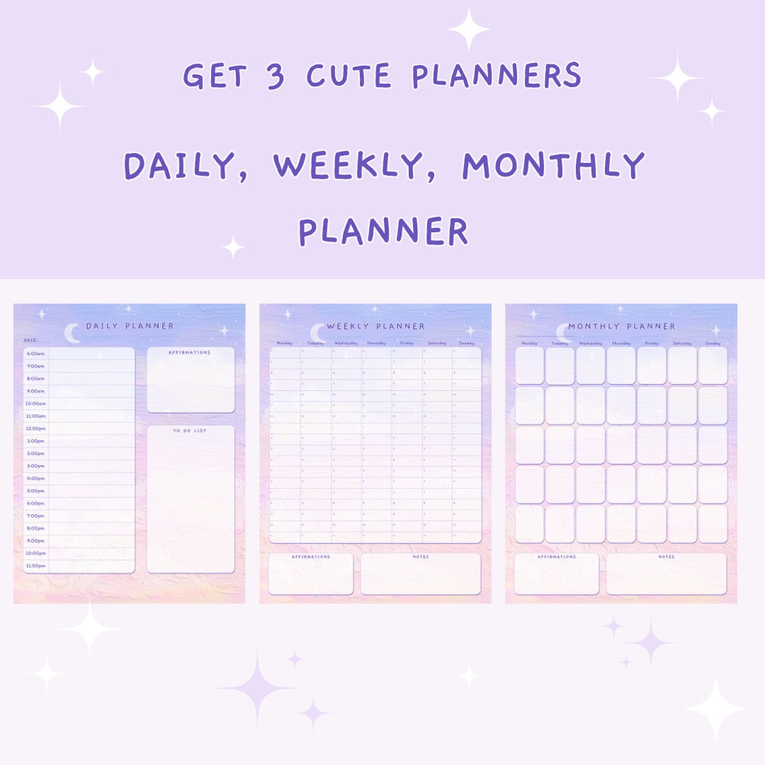 BUNDLE Cute Digital Monthly Planner, Daily Planner, Weekly Planner ...