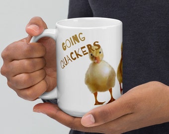 Going Quackers Pato Taza blanca brillante