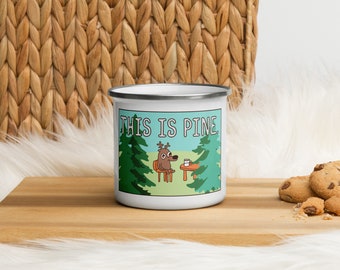 Es taza de esmalte de pino