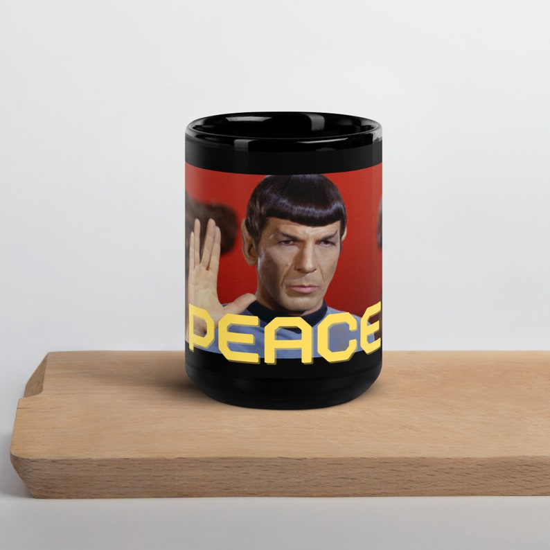Spock Mug Spock Live Long and Prosper Peace Black Glossy Mug - Etsy