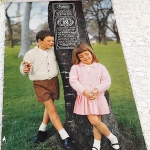 Vintage 60s Patons Knitting Pattern Book Classic Series 12, Childs Kids Cardigan with Set in Sleeves