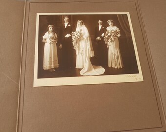 Vintage 1935 Bridal Party Photograph, Sepia Photograph, Studio Wedding Portrait, Wooler Photo