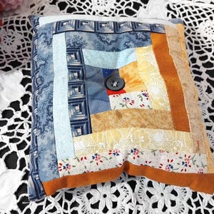 Handmade Patchwork Pin Cushion, Square Pin Cushion, 14cm x 14cm