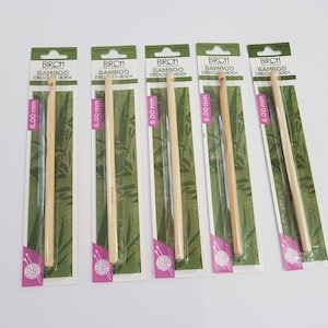Birch Bamboo Crochet Hook, size 6mm 15cm long
