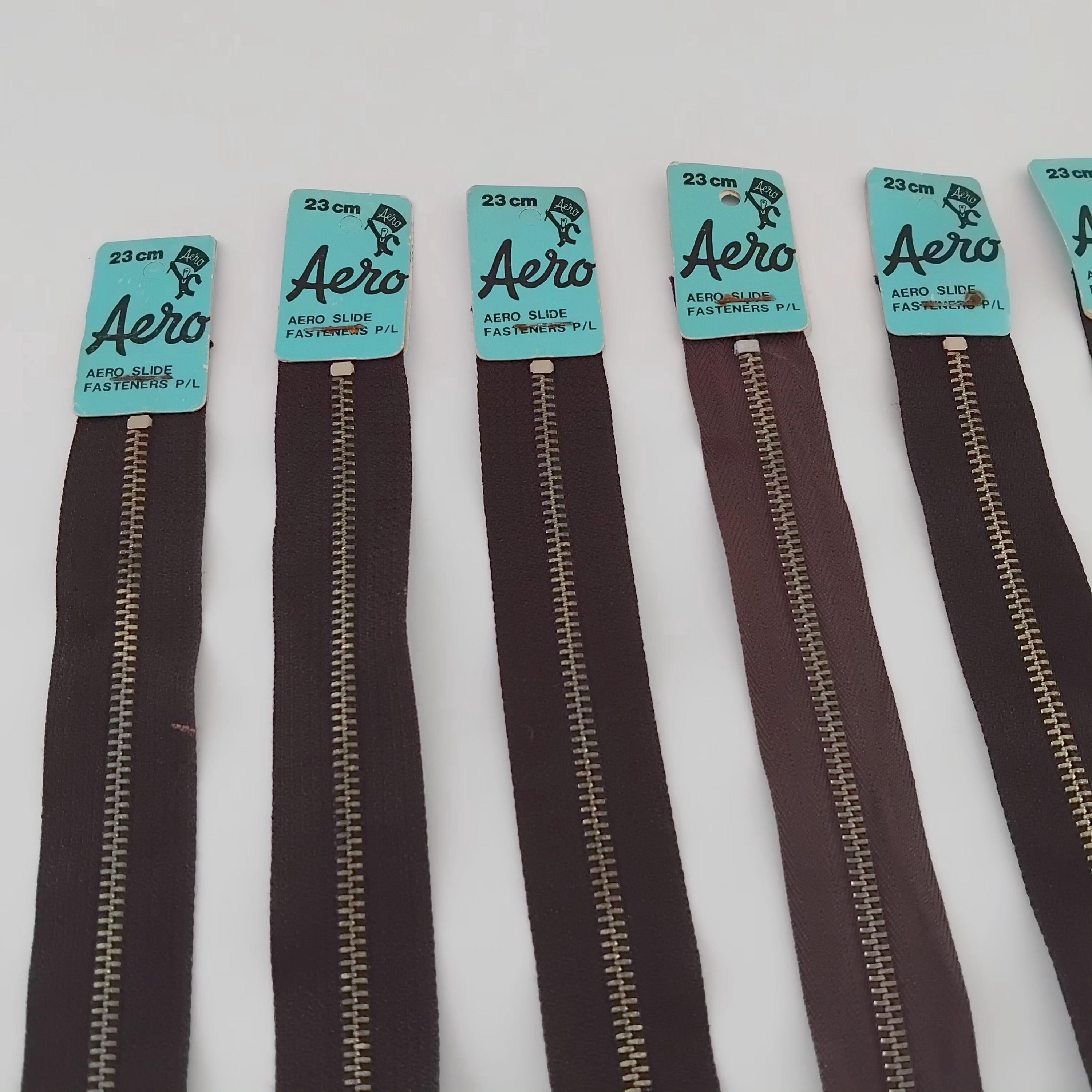 Vintage 70s Aero 23cm 9 Inch Zipper, Closed End Zipper, Dark