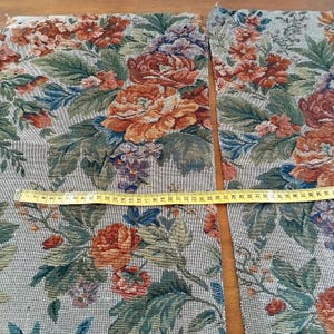 2 retazos de tela de tapicería con motivos florales vintage de los años 80 y 90