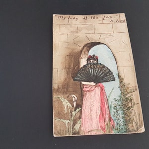 アンティーク ヴィンテージ 1905 マイレディオブザファン カラー絵葉書