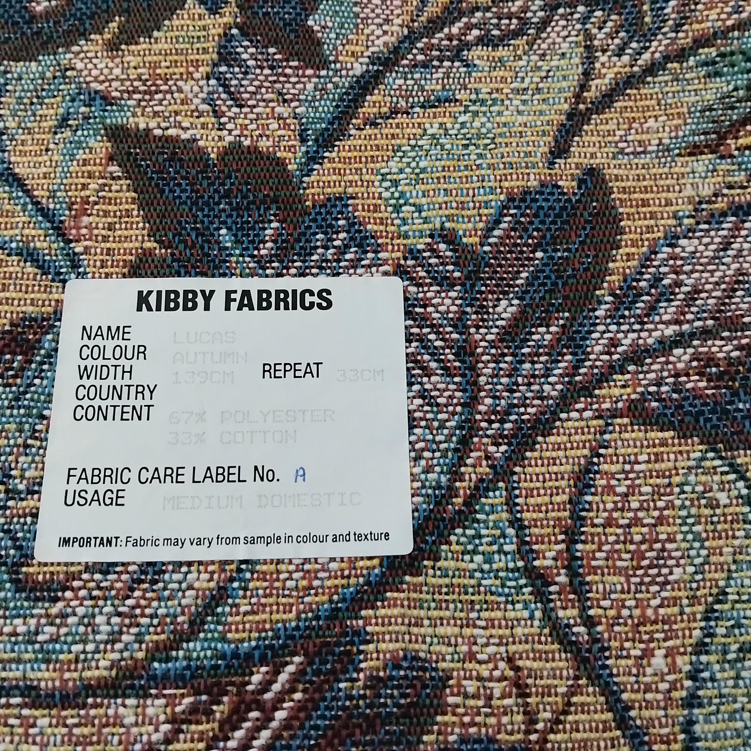 Vintage 80s 90s Neutral Greens Floral Leaf Upholstery Fabric