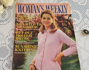 vintage, juin 1973, magazine hebdomadaire anglais pour femmes, motifs fiction, mode, cuisine