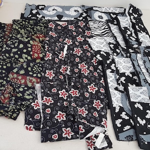 Large Black Fabric Scrap Pack, 33 Assorted Fabric Pieces, Fabric Remnant Bundle, 500g